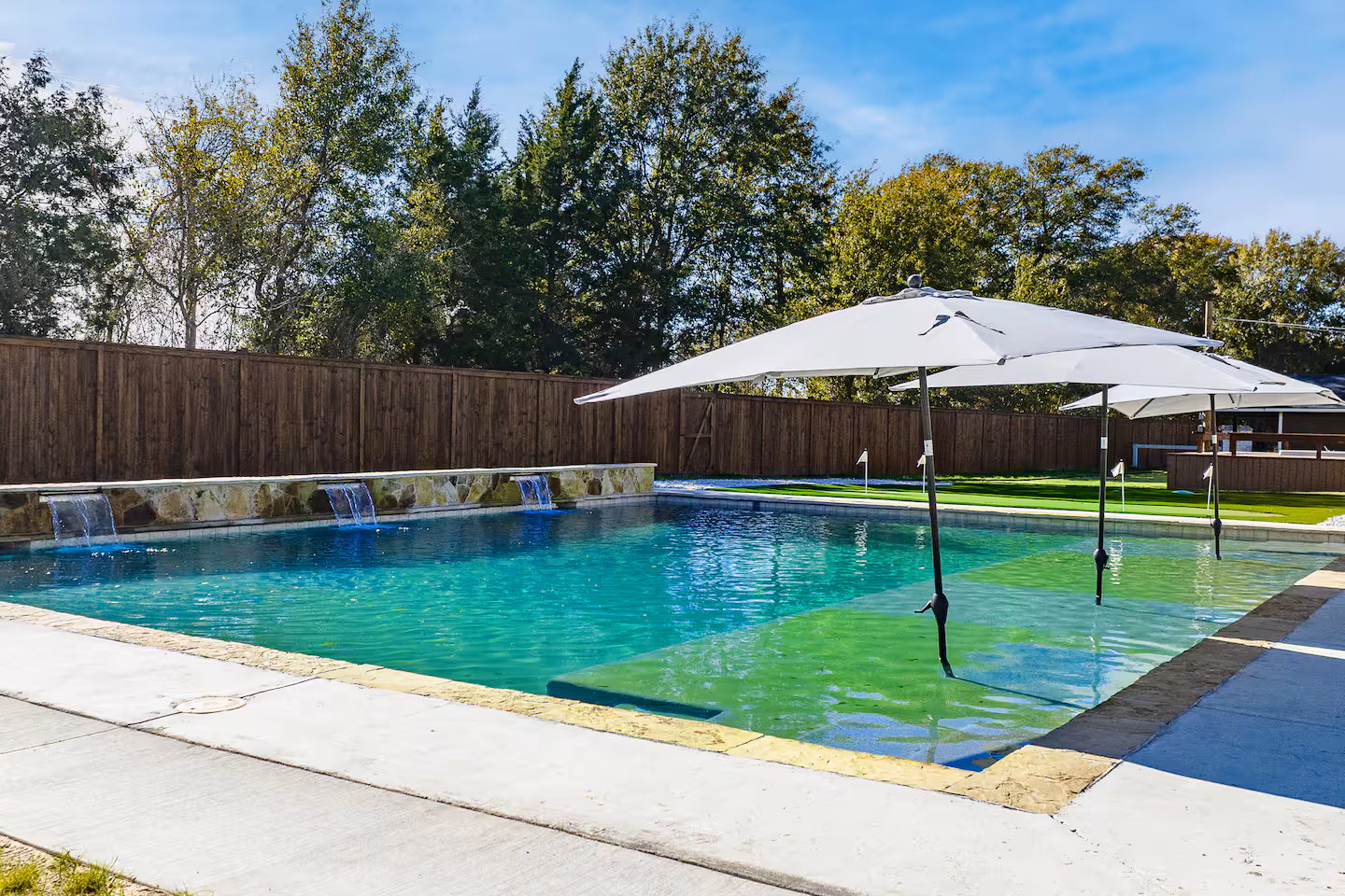 Private pool with water features